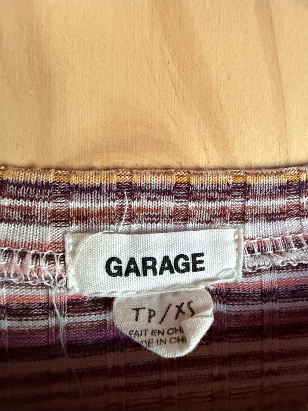 Garage Short-Sleeve Ribbed Tee in Purple, White & Tan Stripes - Picture 3 of 6